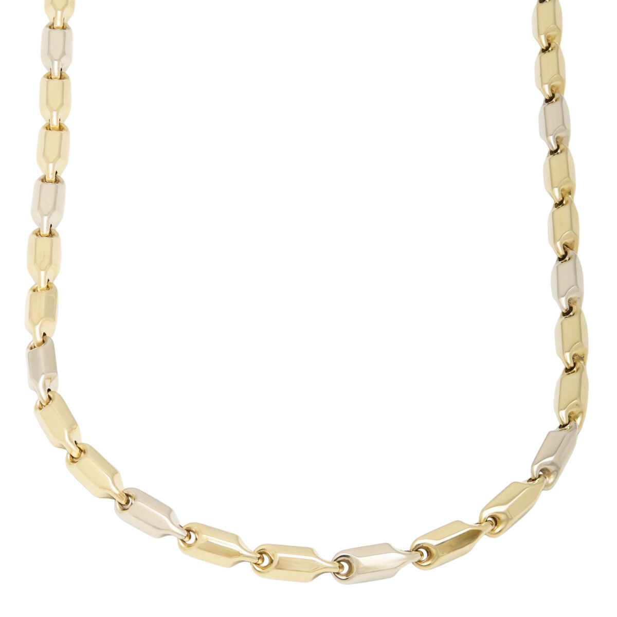 Collana maglia chicchi di riso grande in oro giallo e bianco-1