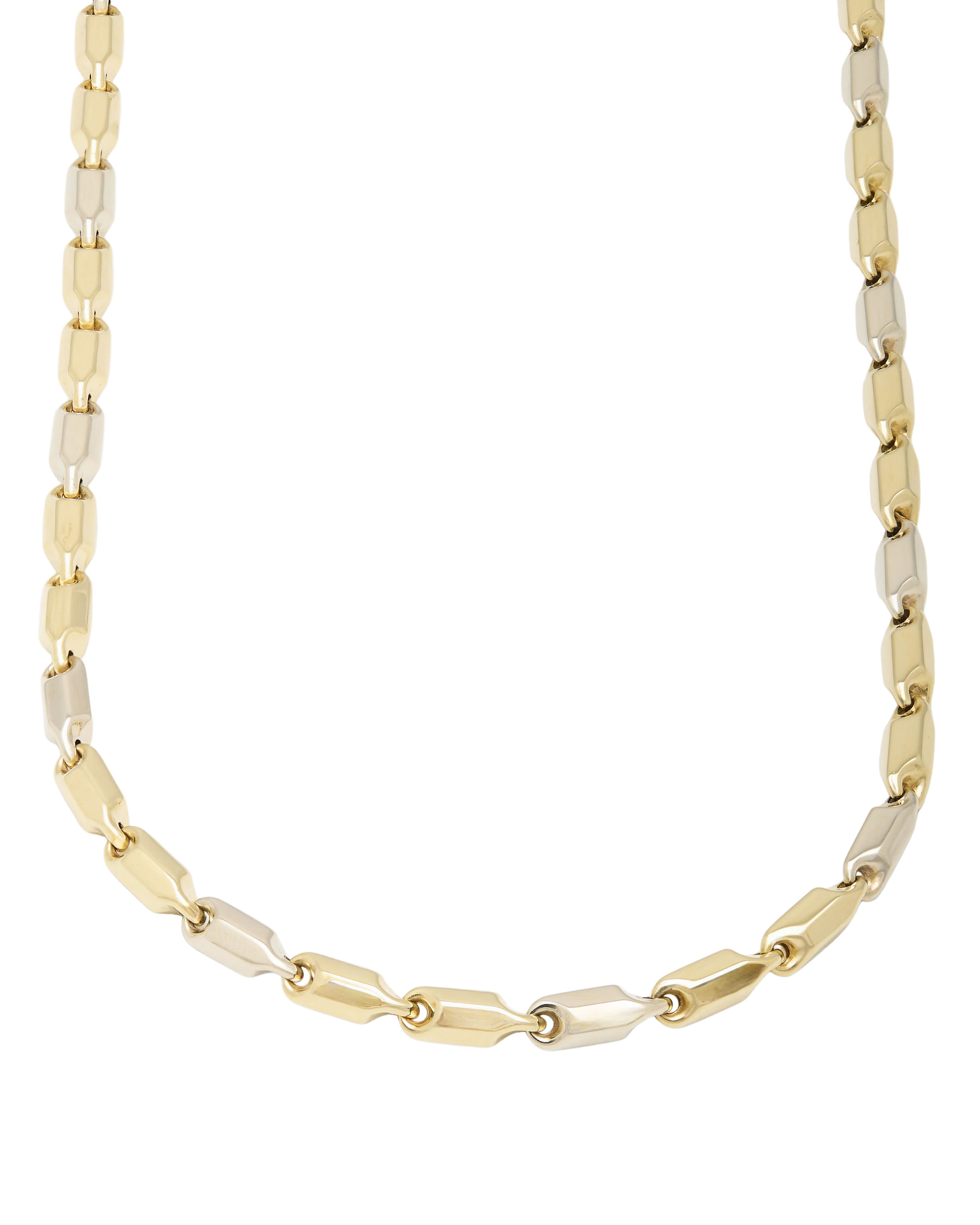 Collana maglia chicchi di riso grande in oro giallo e bianco-1