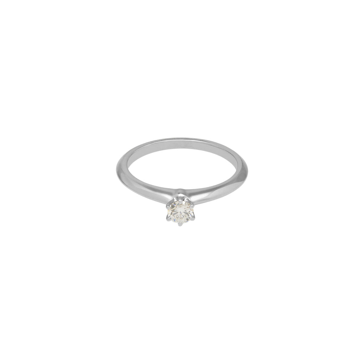Anello solitario tiffany setting in platino e diamante 0,19 ct-1