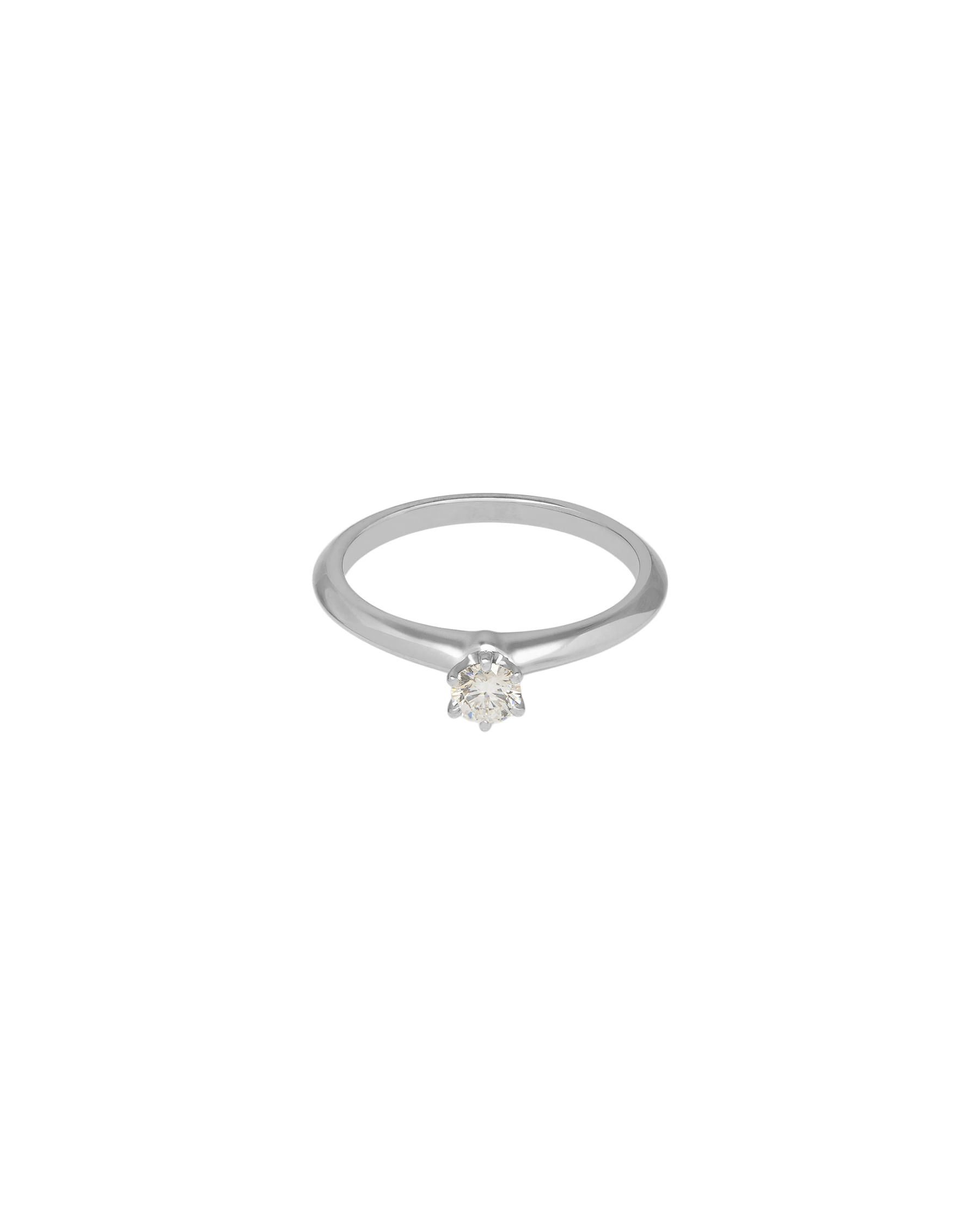 Anello solitario tiffany setting in platino e diamante 0,19 ct-1