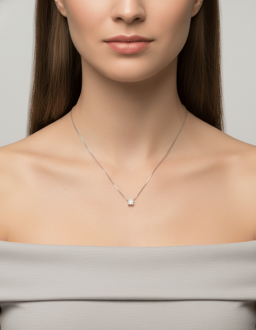 Catenina punto luce tornita oro bianco con diamante 0,17 ct-3