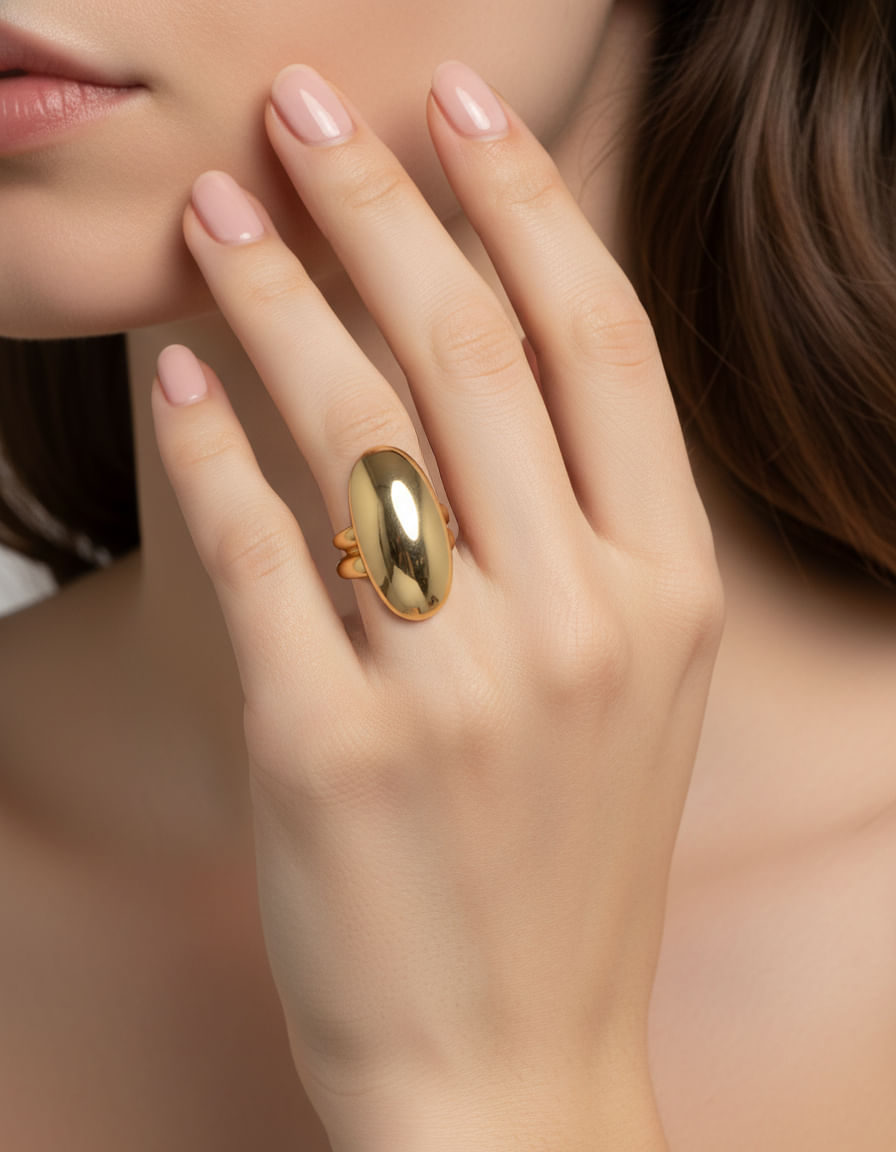 Anello mariagrazia cassetti in oro giallo con elemento ovale centrale-4