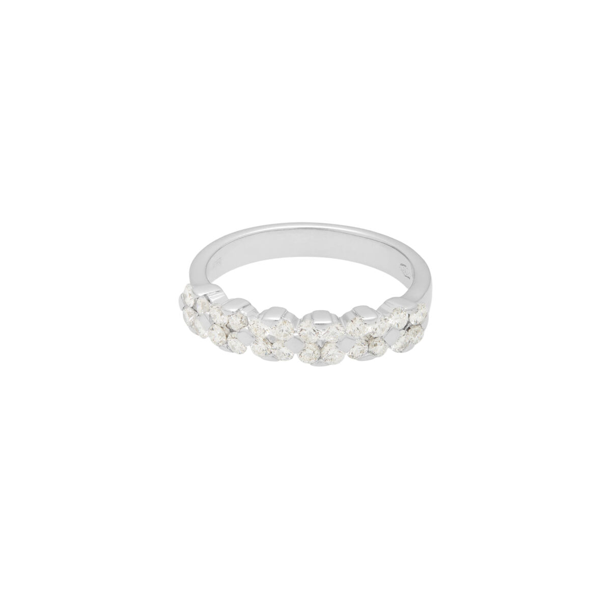 Anello veretta fiore in oro bianco con diamanti diamanti-1