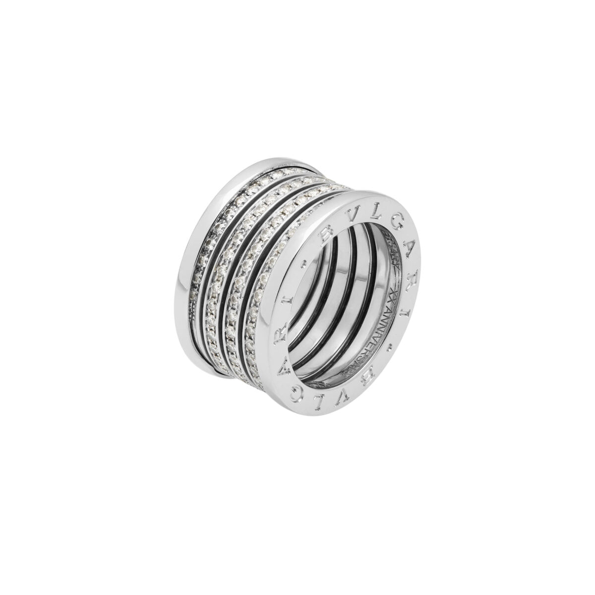 Anello bulgari bzero1 xx anniversary 5 fasce oro bianco e diamanti-1