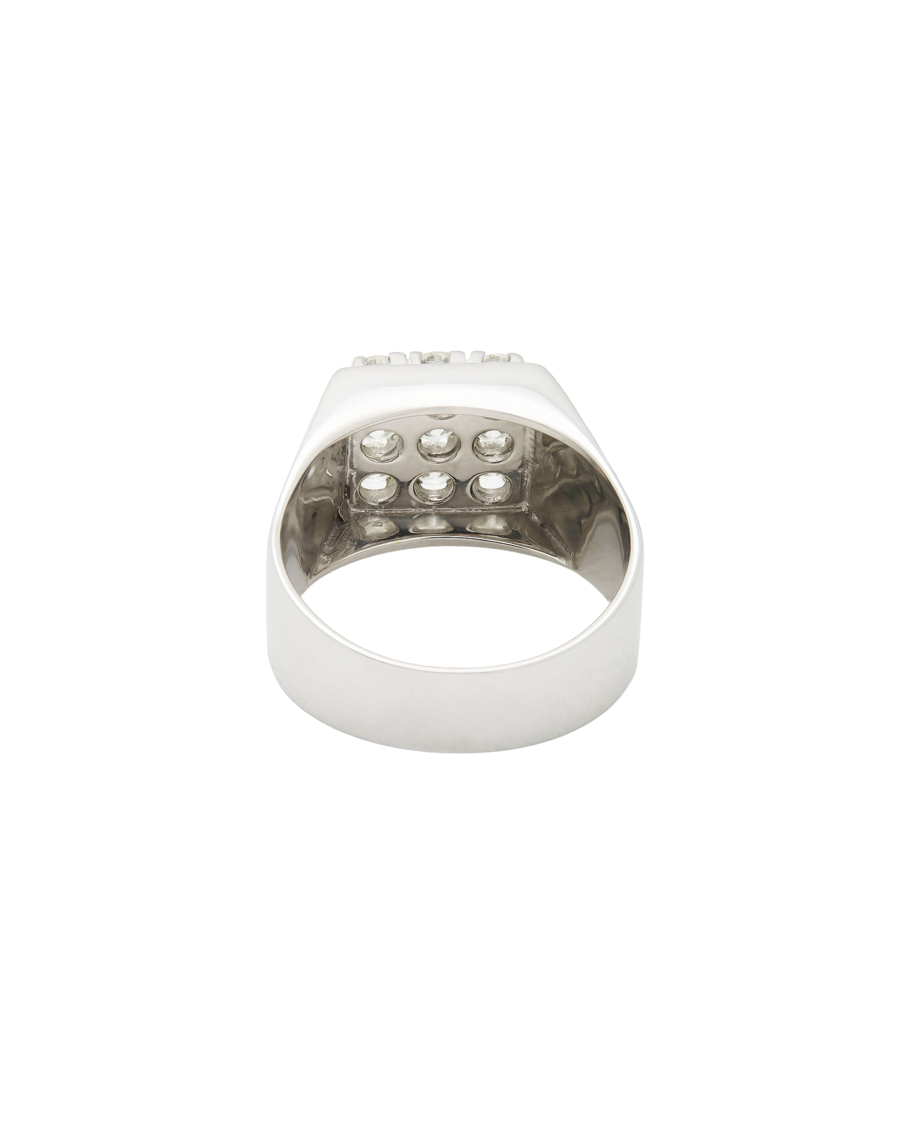 Anello sigillo in oro bianco con quadrato di diamanti-3