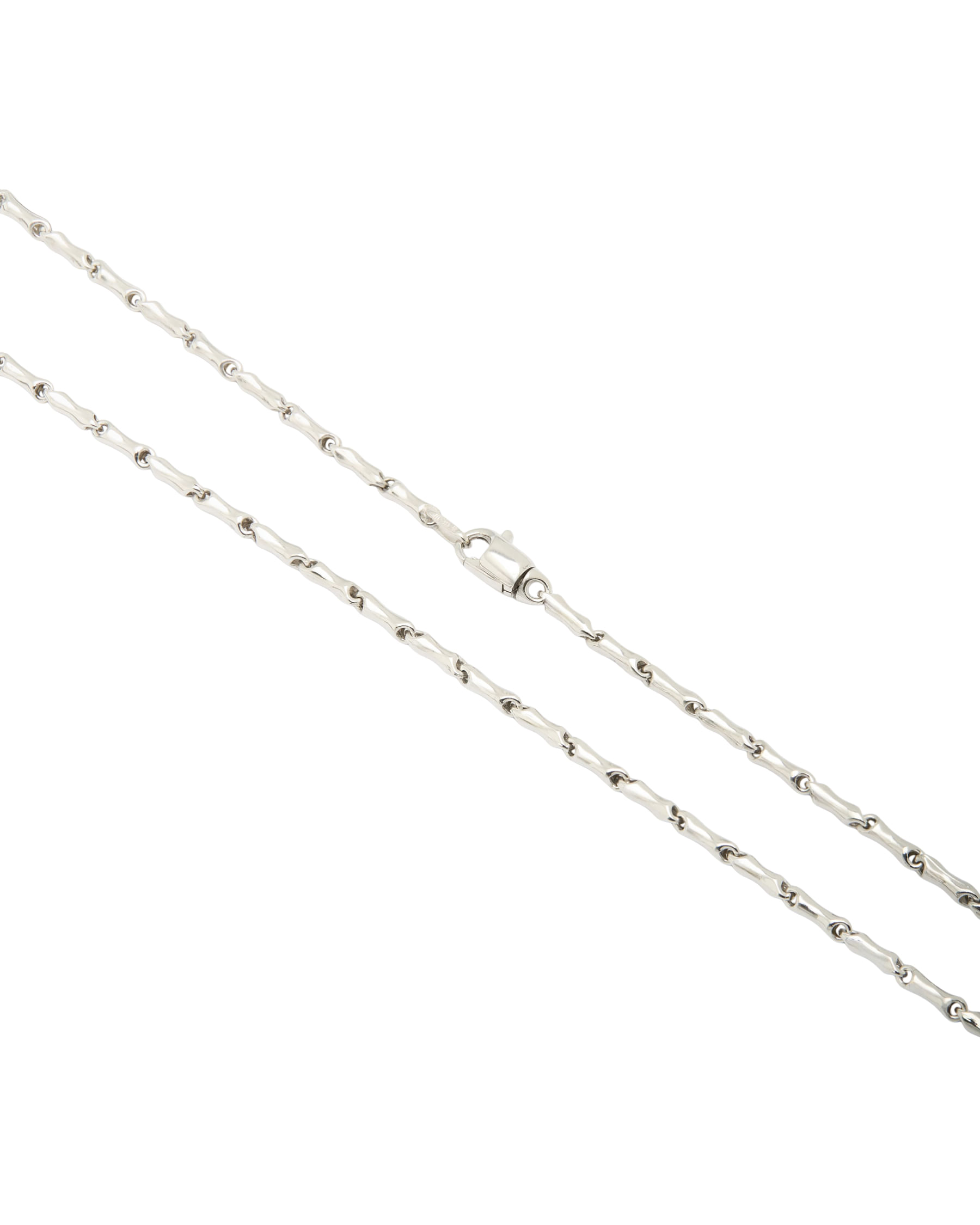 Collana in oro bianco maglia chicchi di riso-2