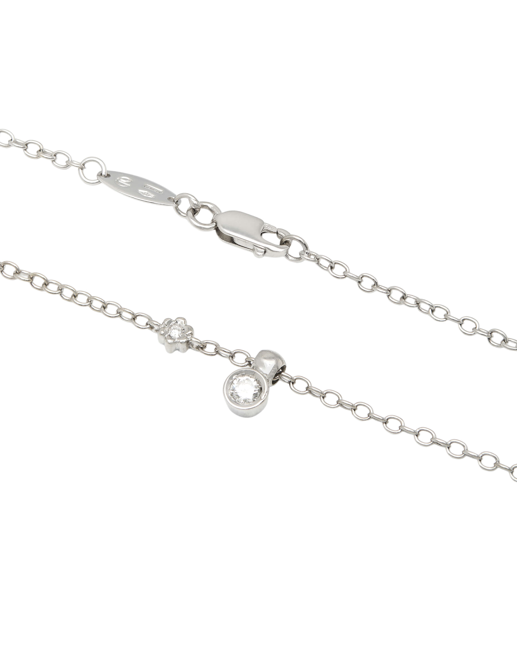 Collana punto luce in oro bianco con elementi fiore e diamanti-2