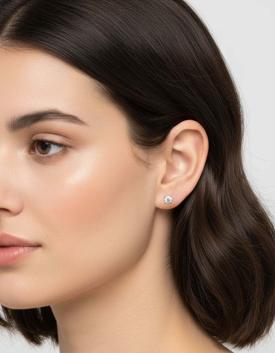 Orecchini punto luce in oro bianco con diamanti 0,90 ct-3