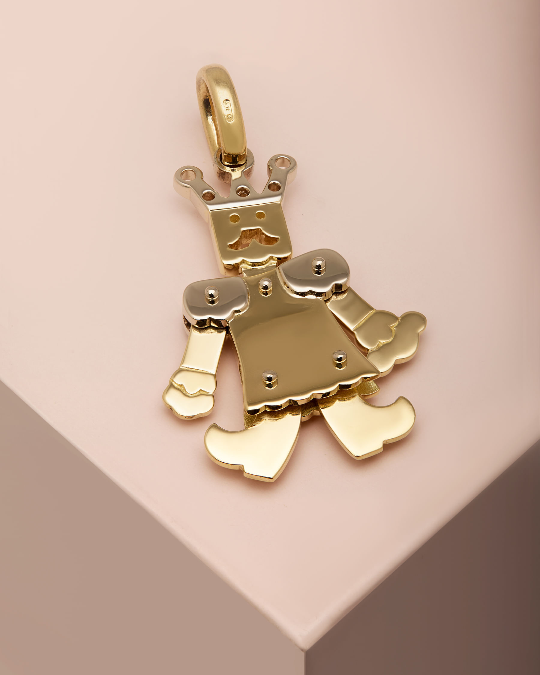 Ciondolo pomellato re grande in oro giallo e bianco-2