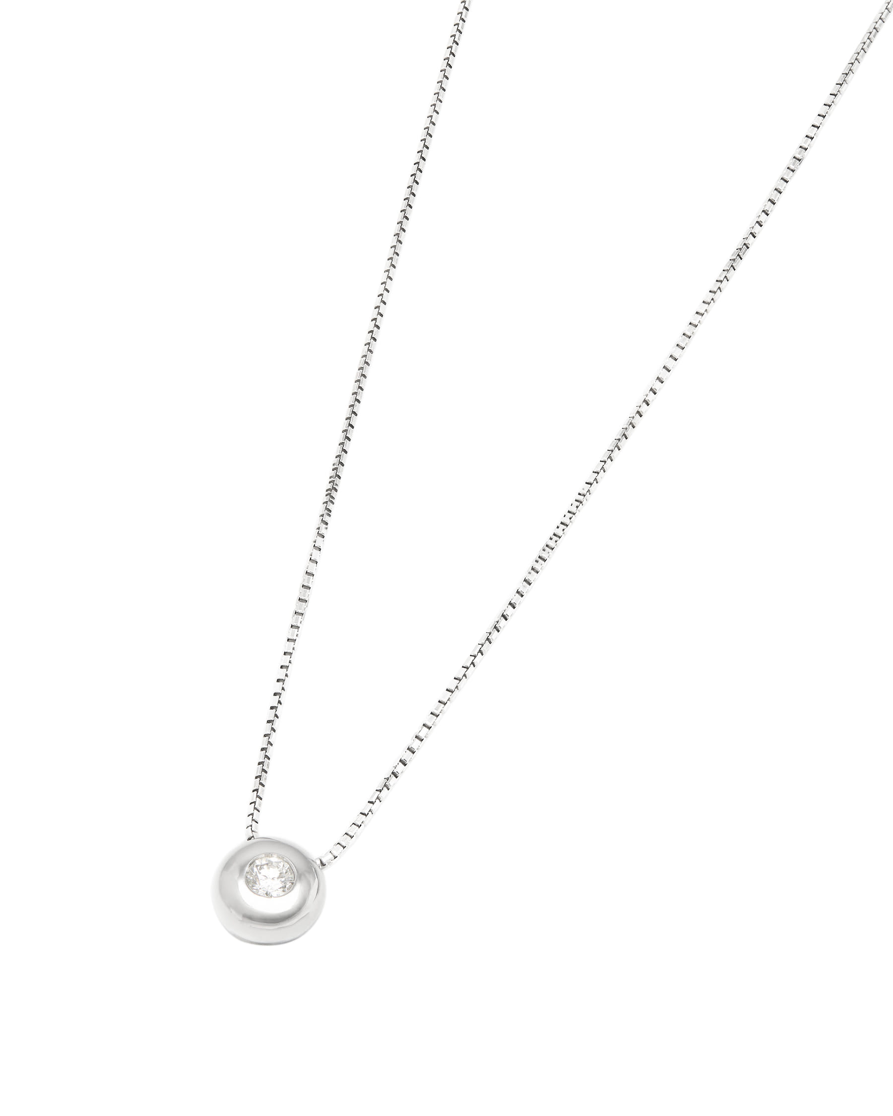 Collana puntoluce a castone in oro bianco con diamante 0,15 ct-1
