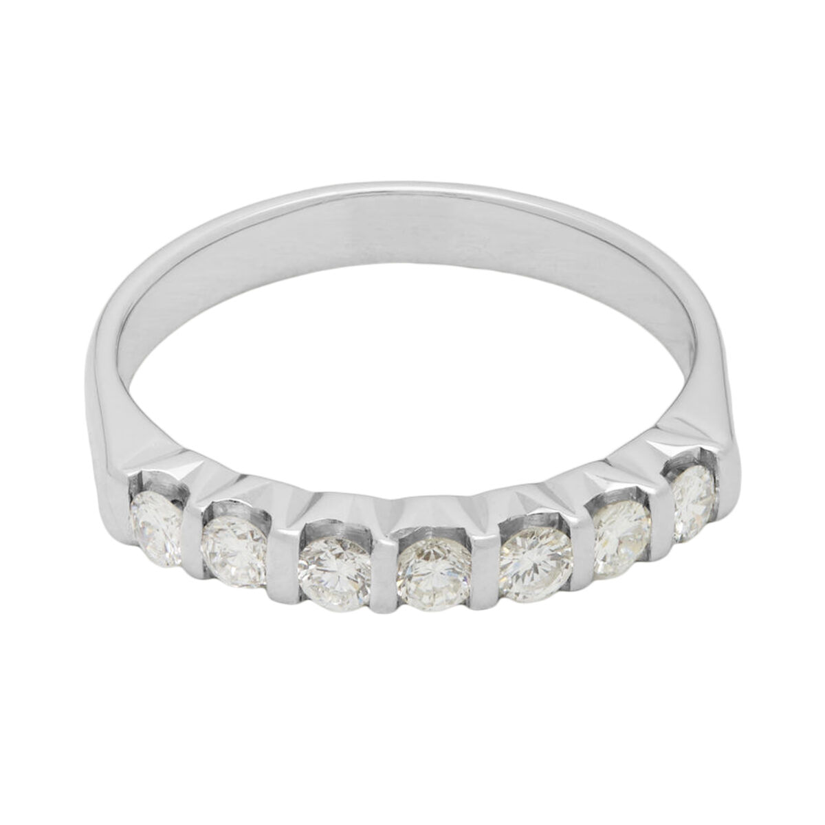 Anello veretta oro bianco con 7 diamanti ct 0,35-1