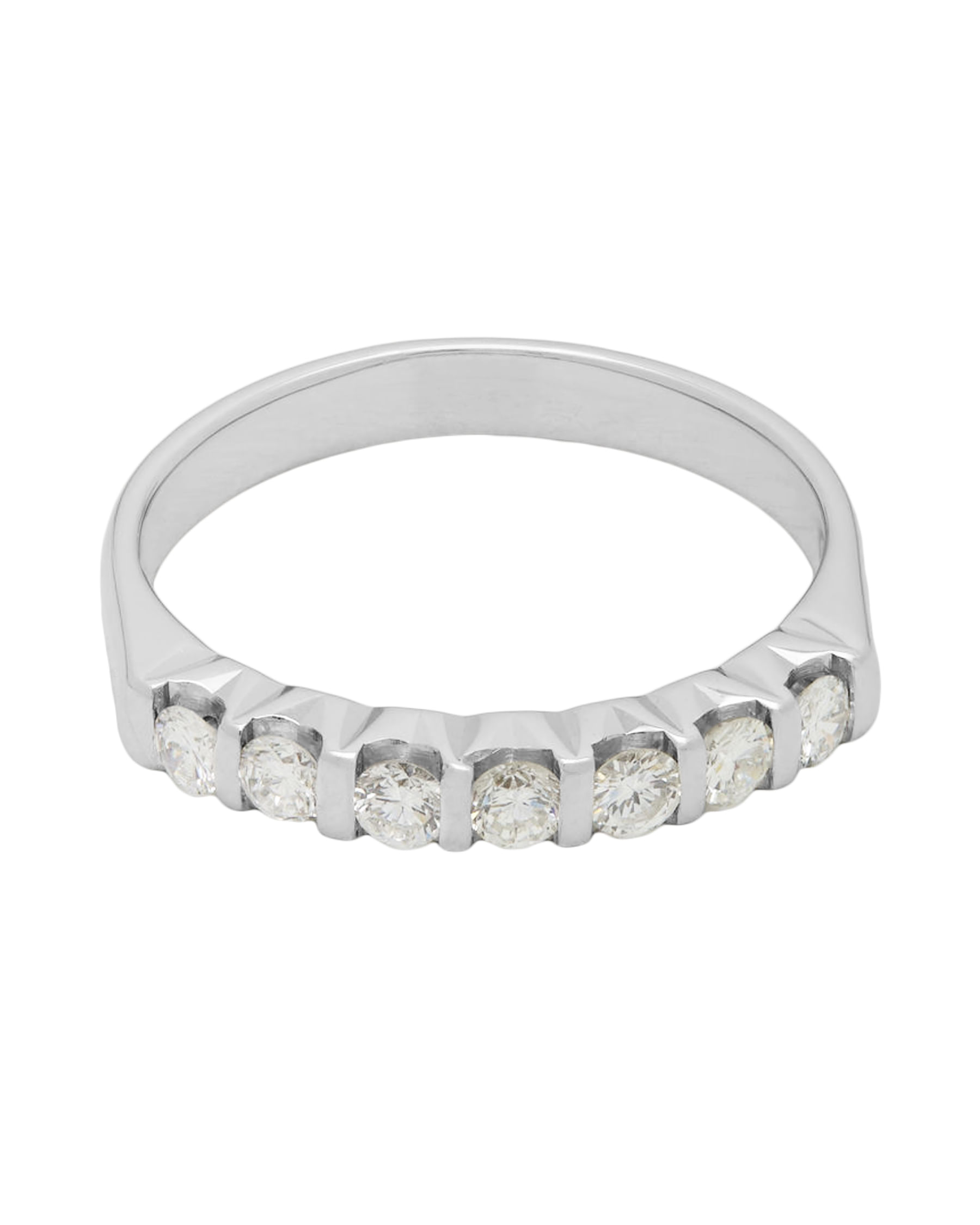 Anello veretta oro bianco con 7 diamanti ct 0,35-1