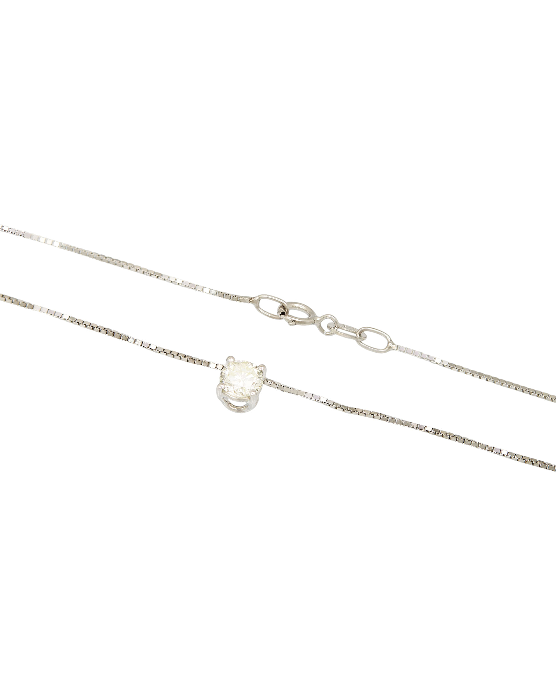 Catenina punto luce a filo in oro bianco con diamante 0,40 ct-2