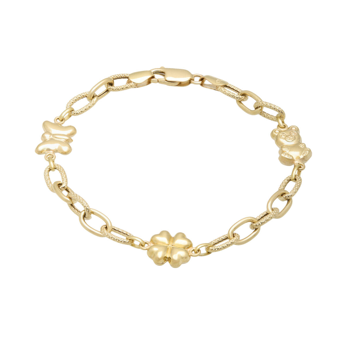 Bracciale in oro giallo con ciondoli porta fortuna-1
