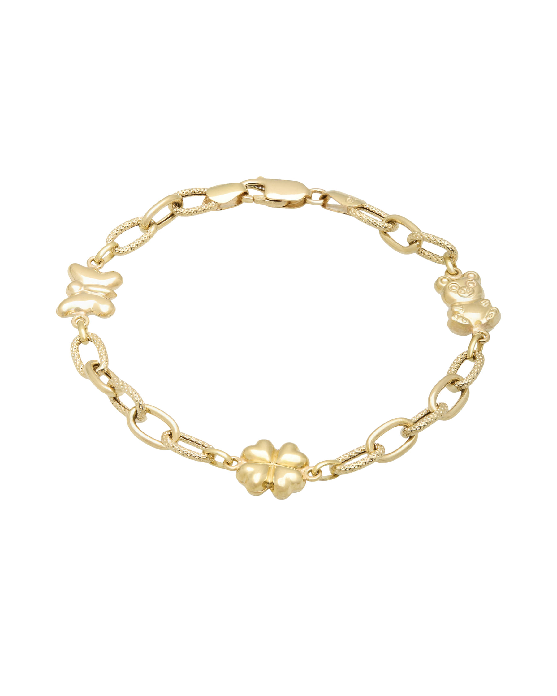 Bracciale in oro giallo con ciondoli porta fortuna-1