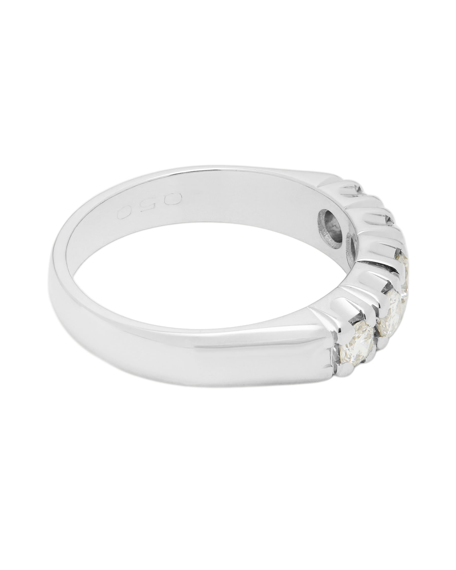 Anello veretta in oro bianco con 5 diamanti ct 0,50-2