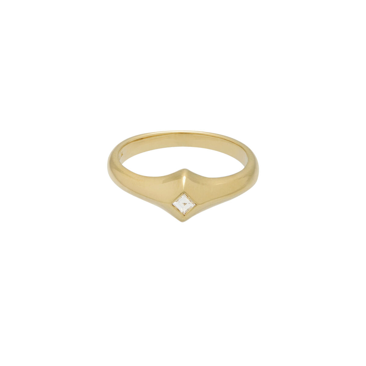 Anello forma rombo in oro giallo con diamante carre’-1