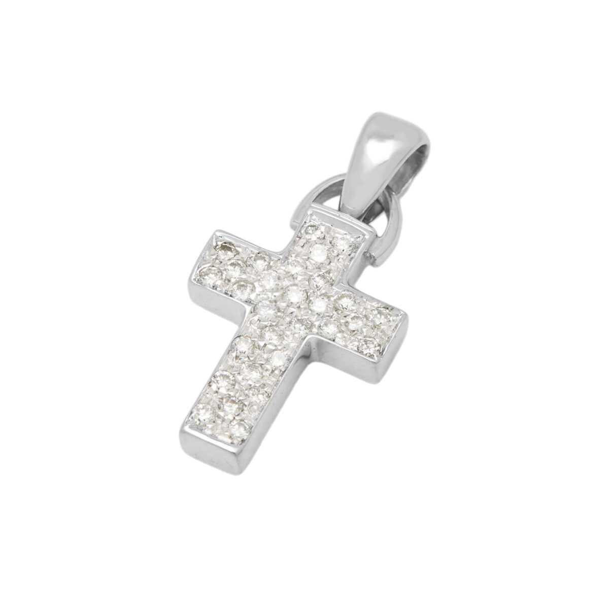 Ciondolo croce oro bianco con diamanti-1