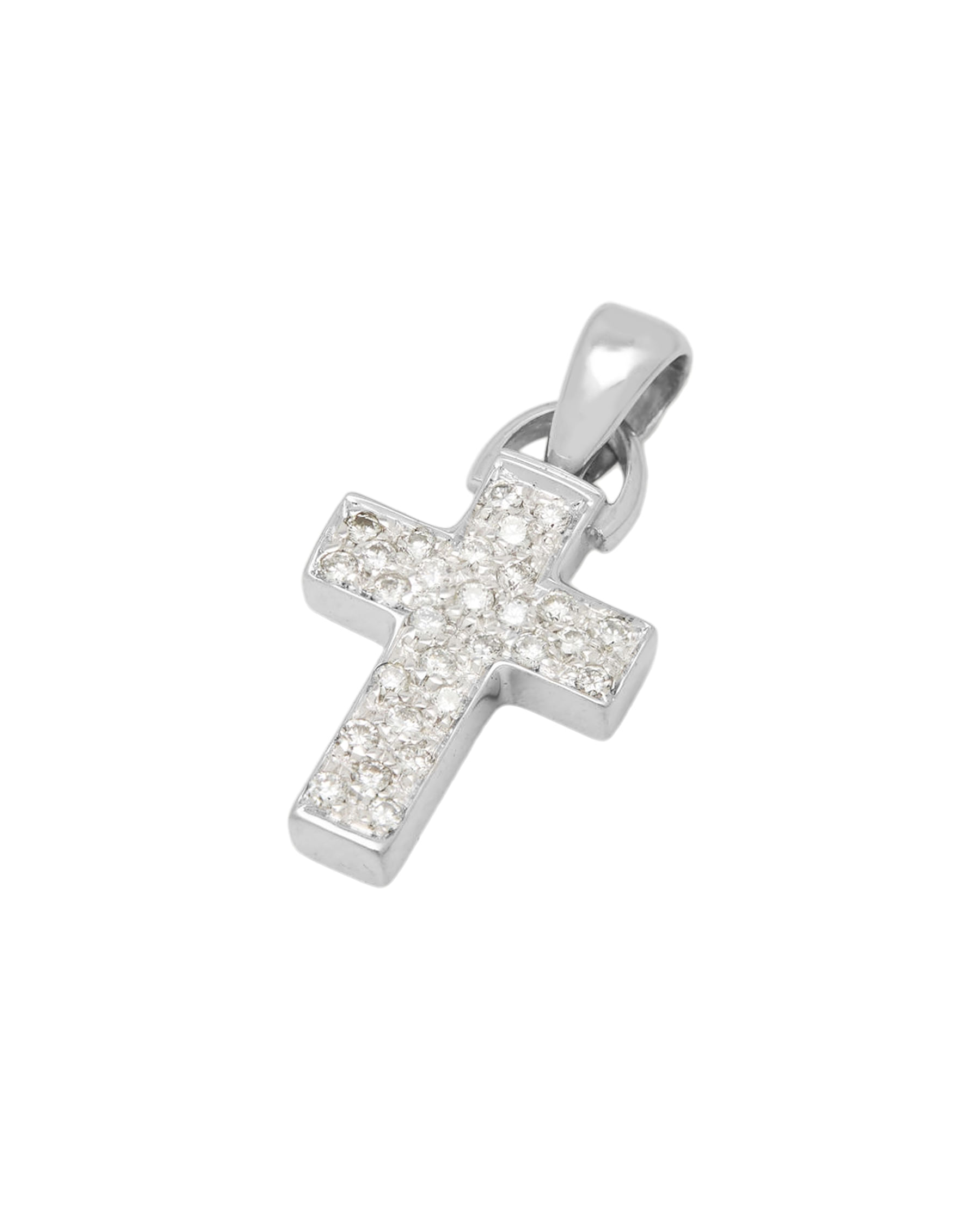 Ciondolo croce oro bianco con diamanti-1