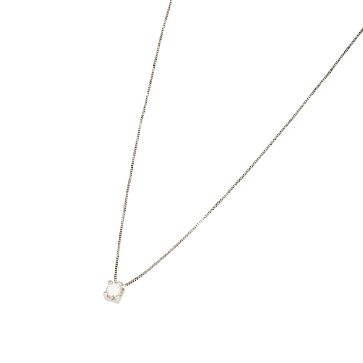 Catenina punto luce tornita oro bianco con diamante 0,17 ct-1