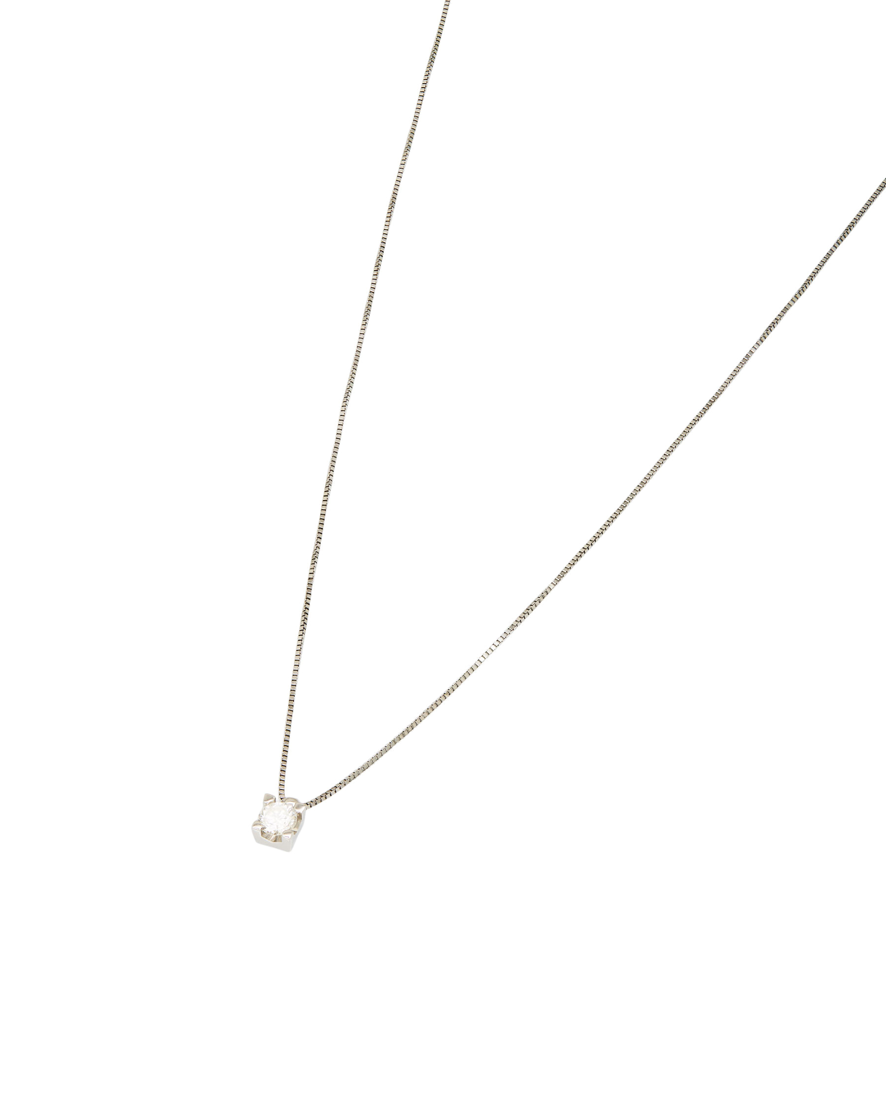 Catenina punto luce tornita oro bianco con diamante 0,17 ct-1