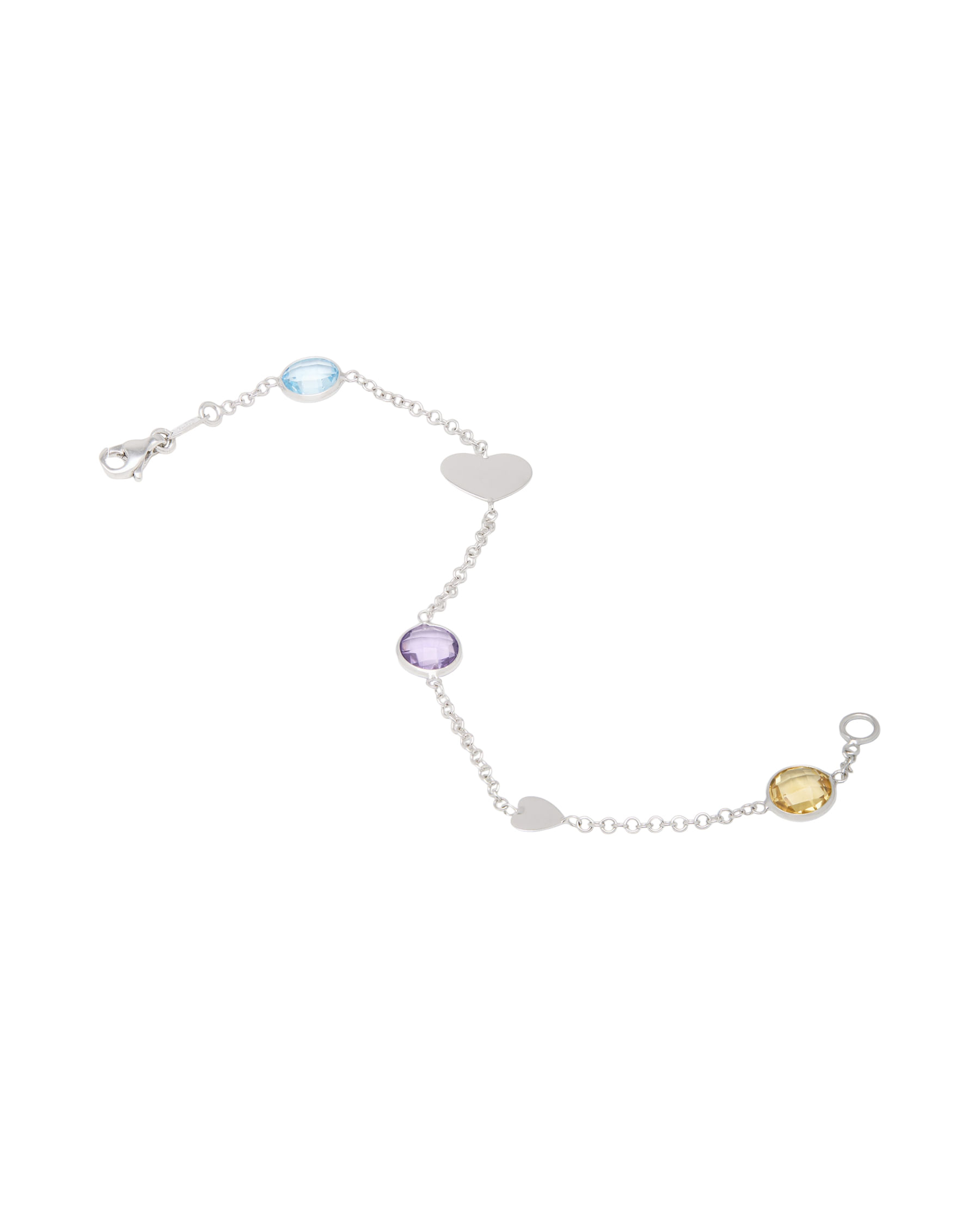 Bracciale le.gi in oro bianco con elementi a cuore ametista e topazi colorati-2