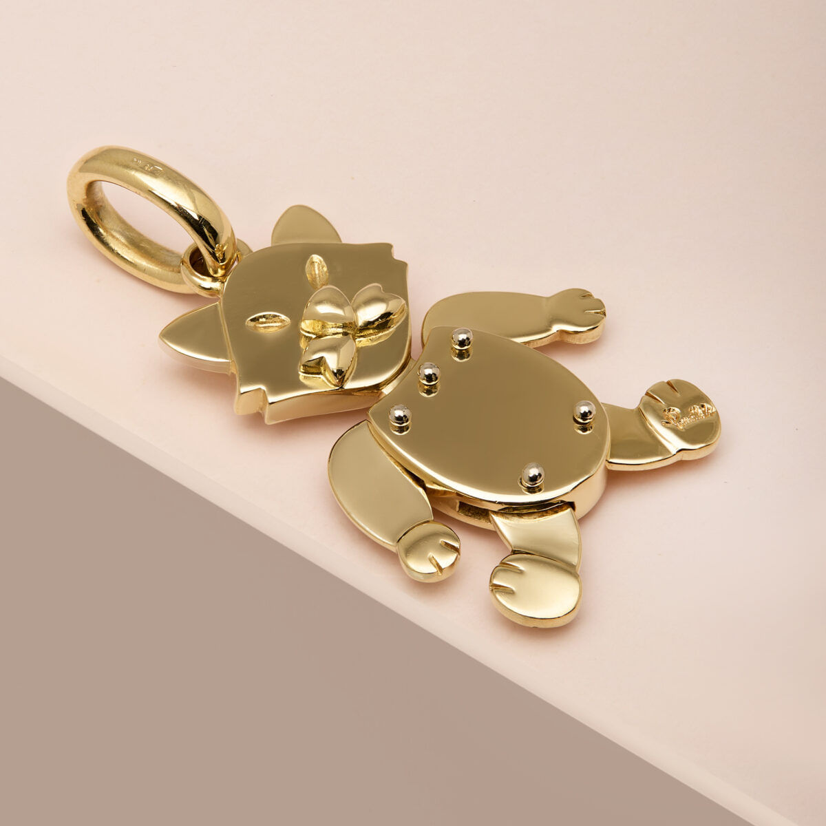 Ciondolo pomellato gatto oro giallo 18 kt-1