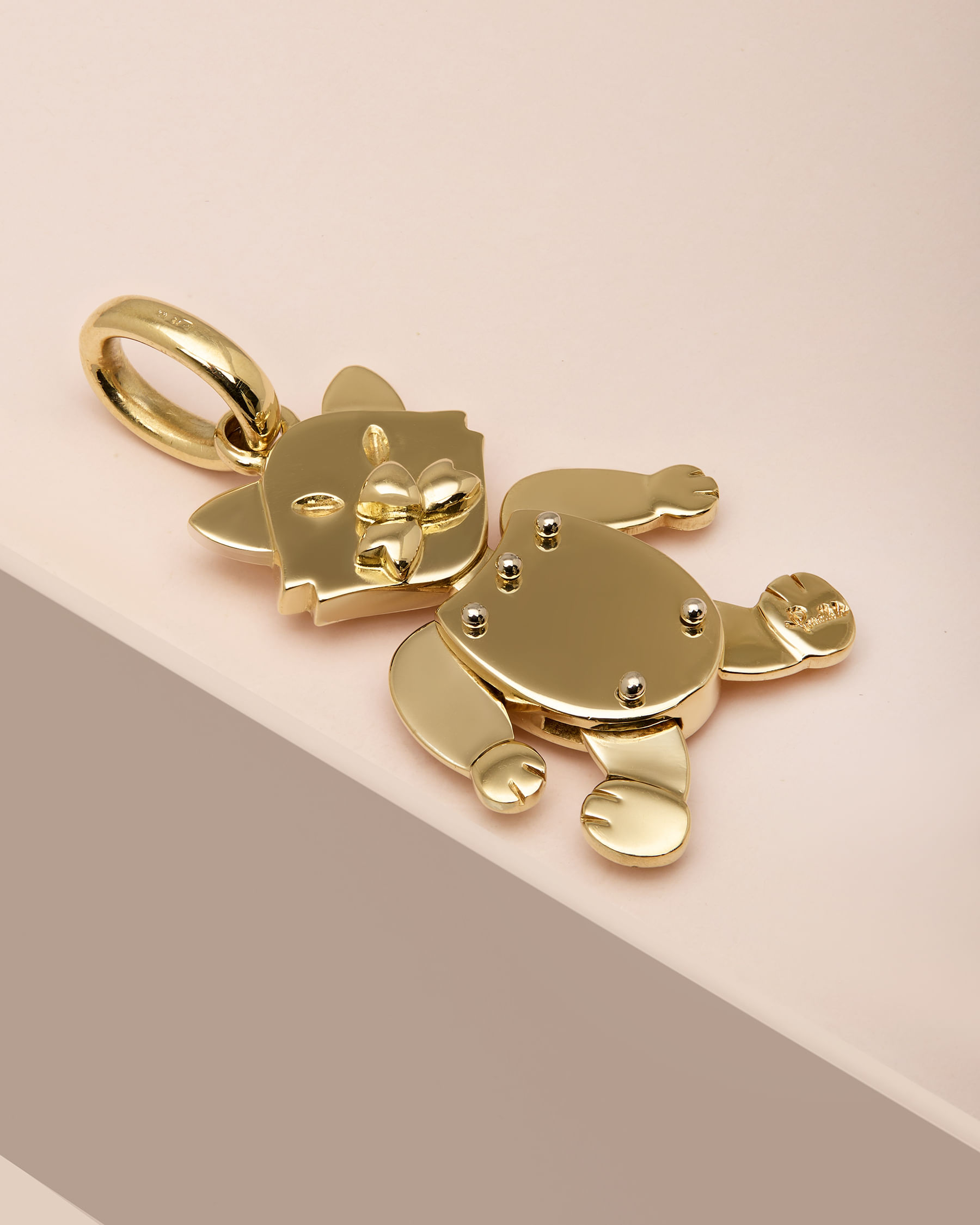 Ciondolo pomellato gatto oro giallo 18 kt-1