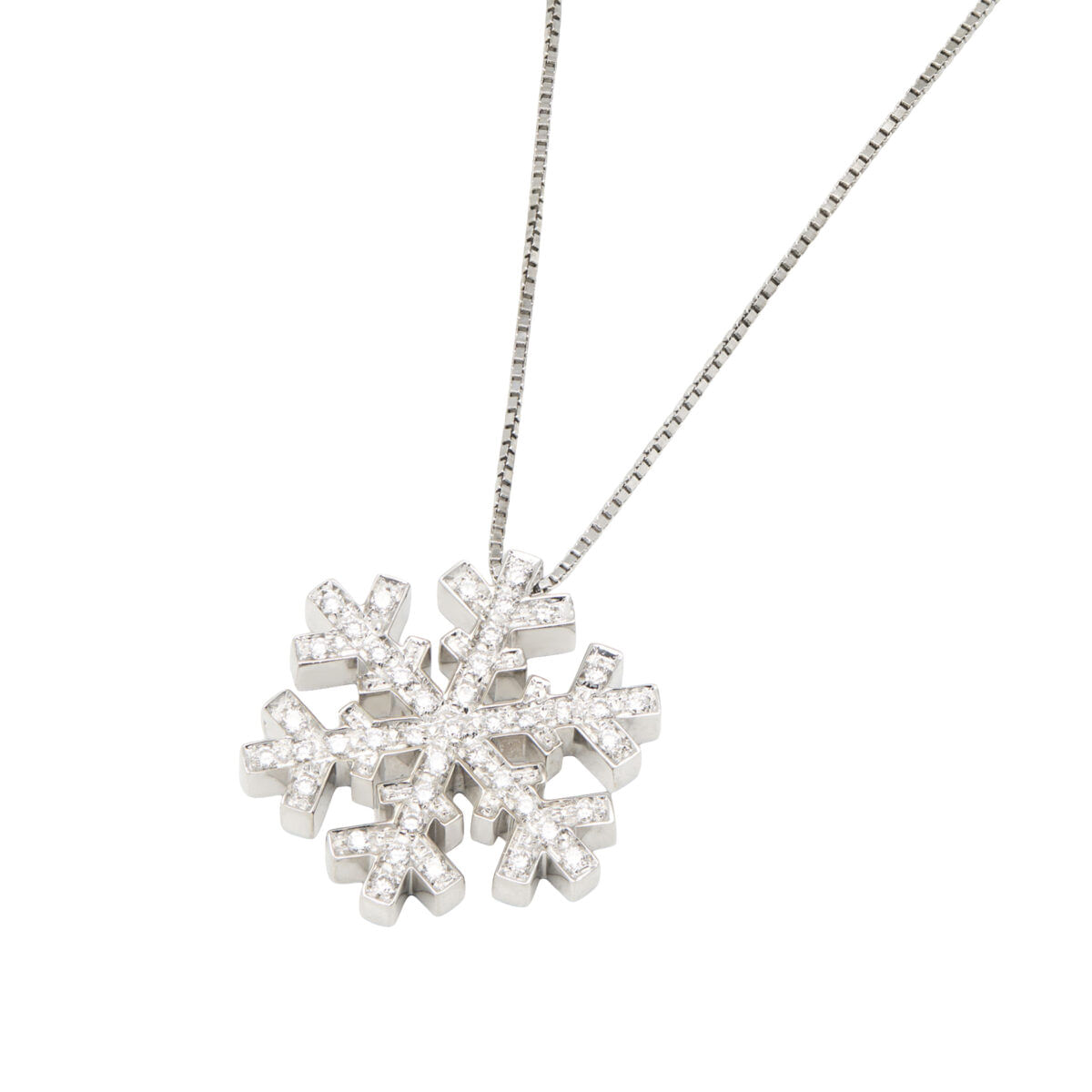 Collana salvini fiocco di neve in oro bianco e diamanti-1