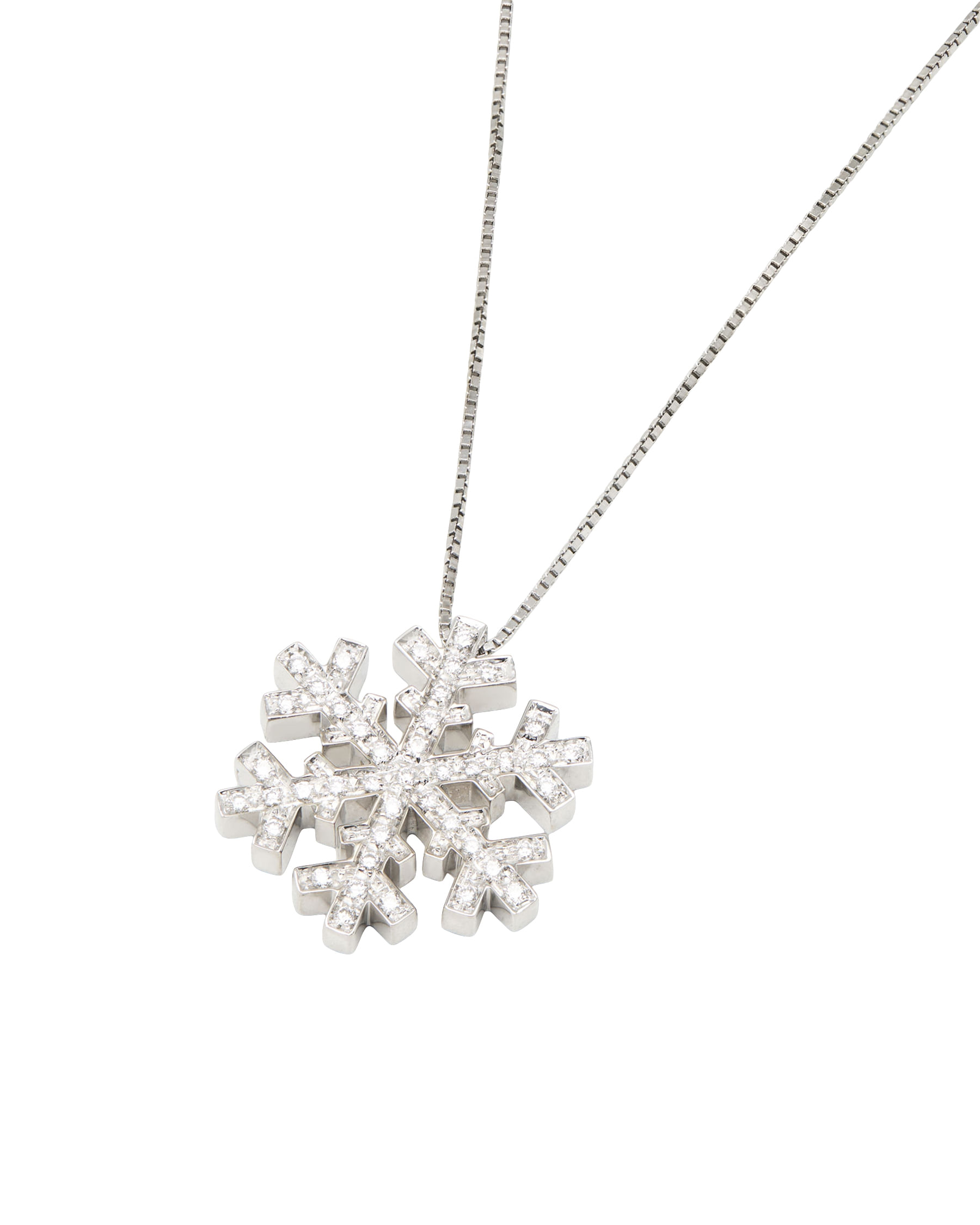 Collana salvini fiocco di neve in oro bianco e diamanti-1