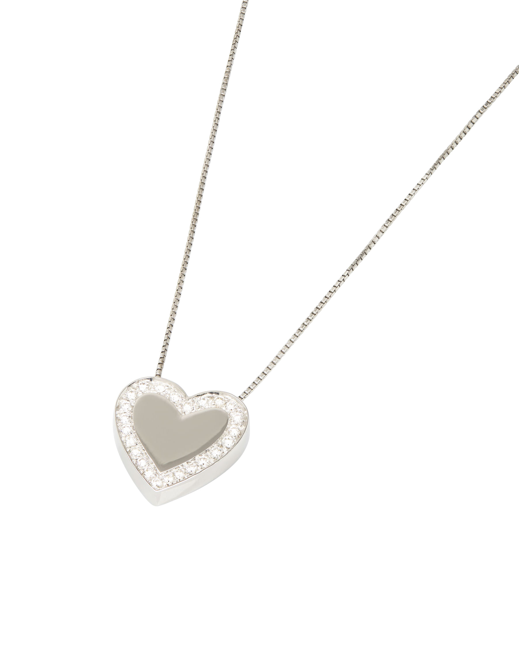 Collana in oro bianco con ciondolo cuore e diamanti-1
