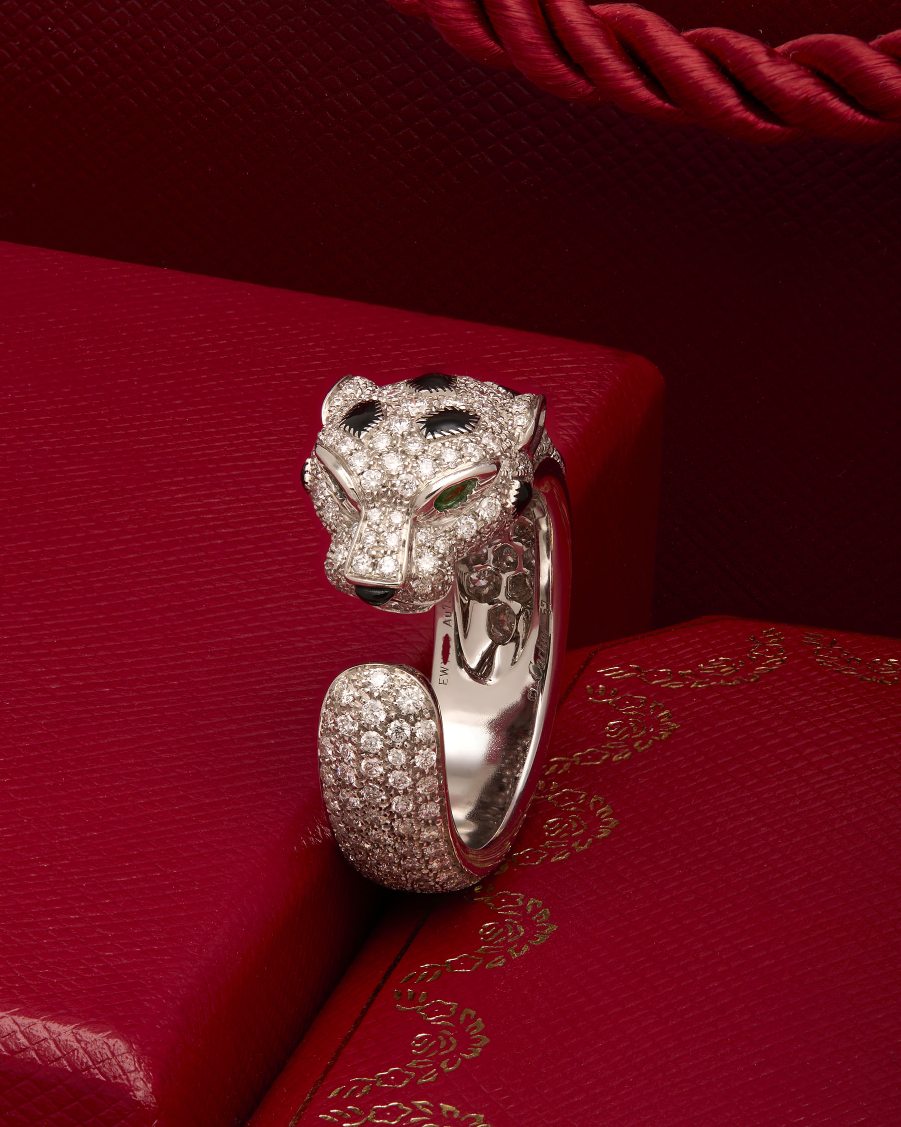Anello panthère de cartier, modello medio, semi-pavé-5