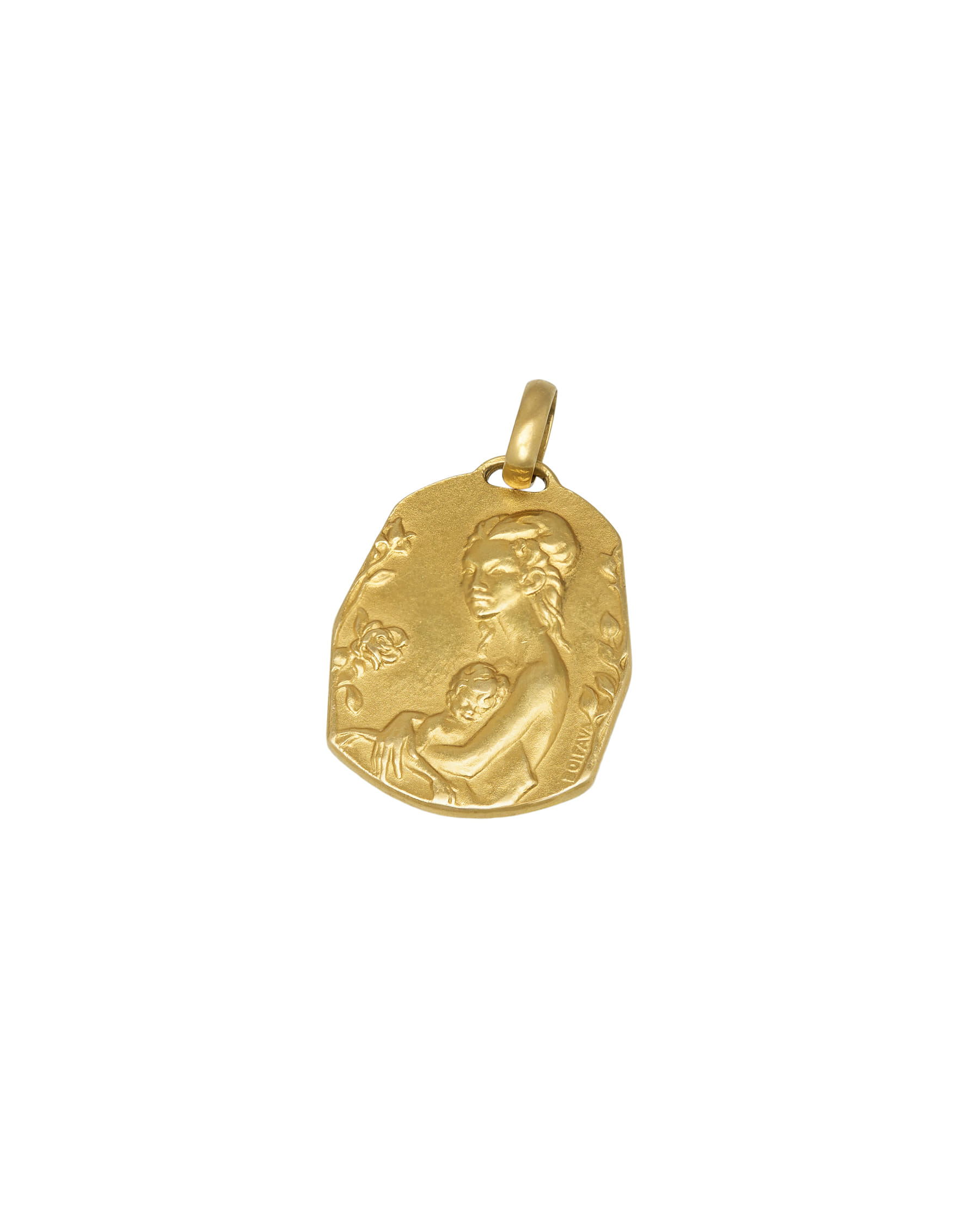 Ciondolo boifava mamma e figlio in oro giallo-1