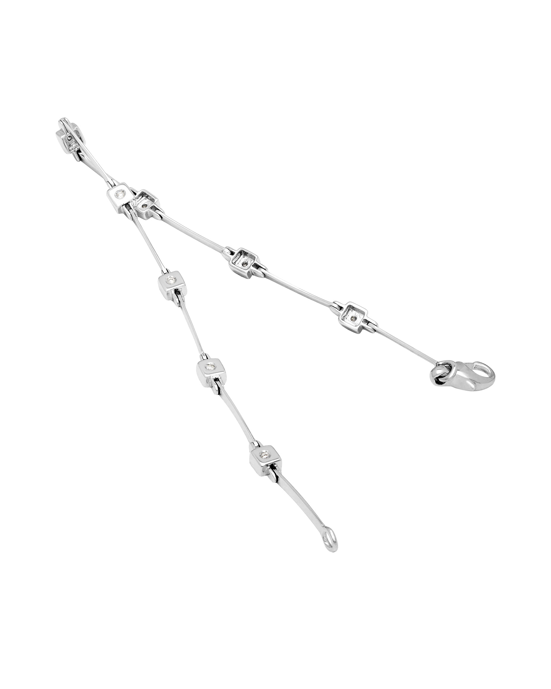 Bracciale in oro bianco con castoni quadrati e diamanti-2