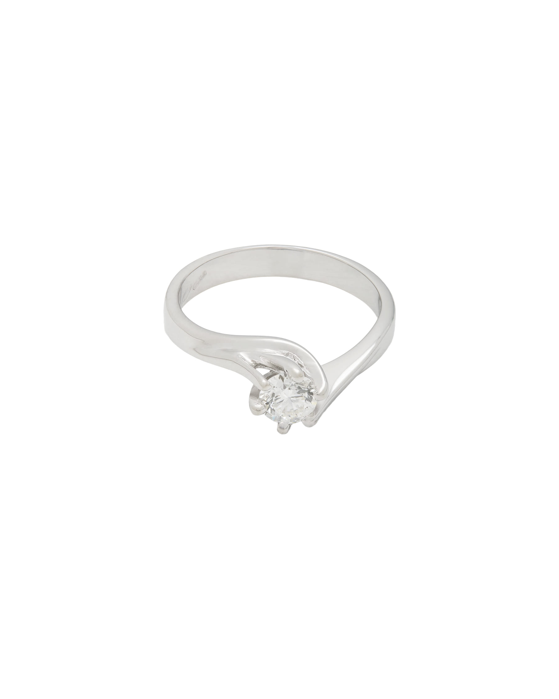 Anello solitario valentino a 6 punte in oro bianco e diamante 0,40ct-1