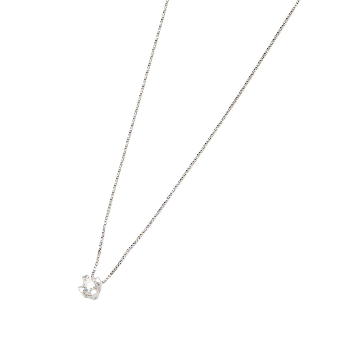 Catenina punto luce con griffe a cuore in oro bianco e diamante 0,07 ct-1