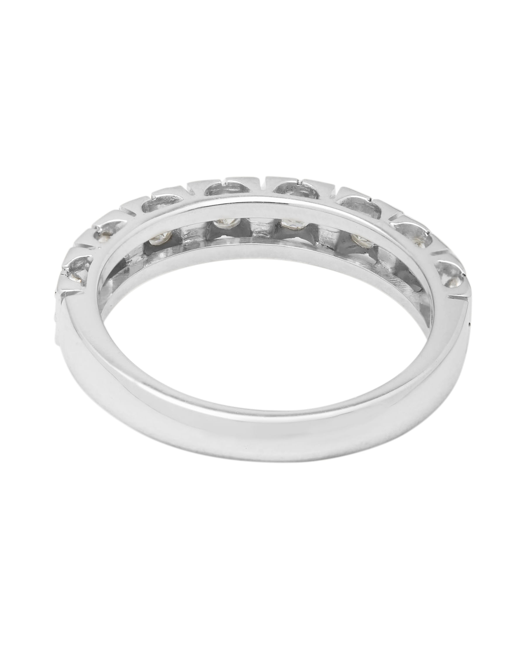 Anello veretta in oro bianco con 8 diamanti 0,40 ct-3