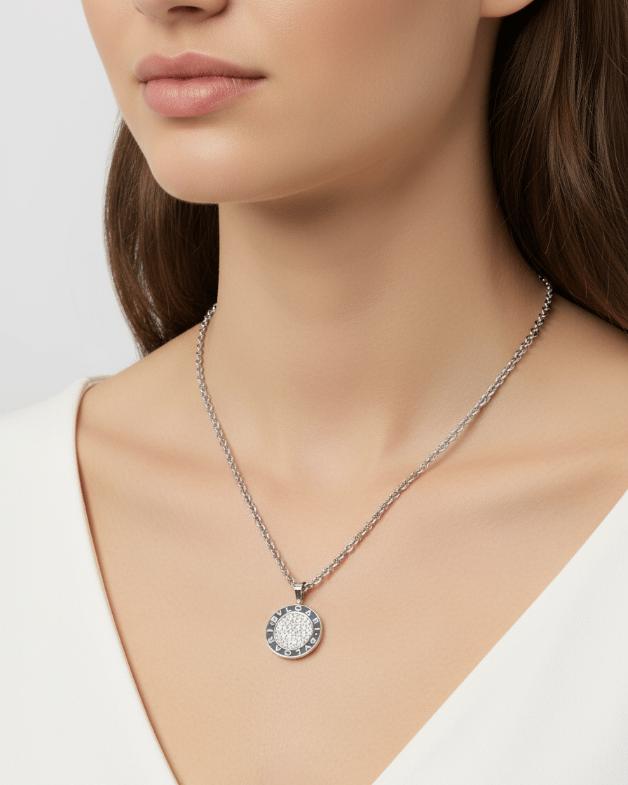 Collana bulgari bulgari in oro bianco con diamanti-3