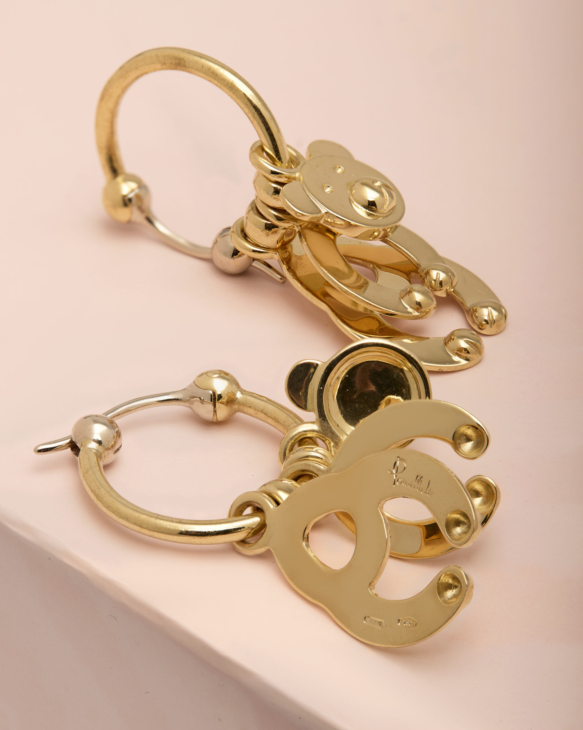 Orecchini pomellato orsetto snodabile in oro 18 kt-3