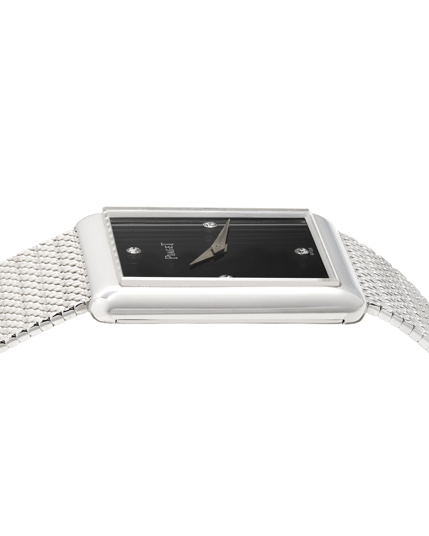 Piaget tank ultra-thin white gold 18 kt onyx and diamond dial ref 9150-8