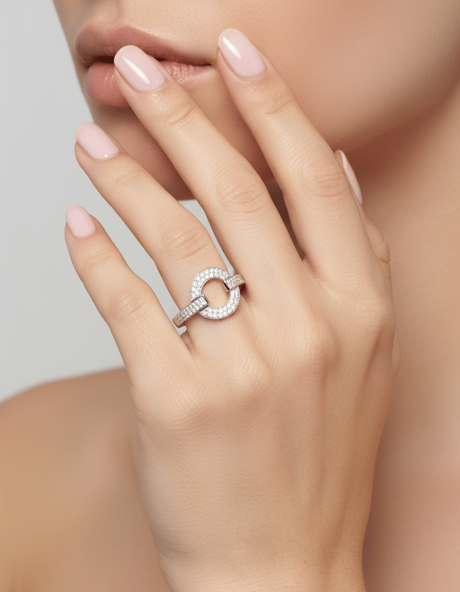 Anello fabiani in oro bianco con pavè di diamanti-4