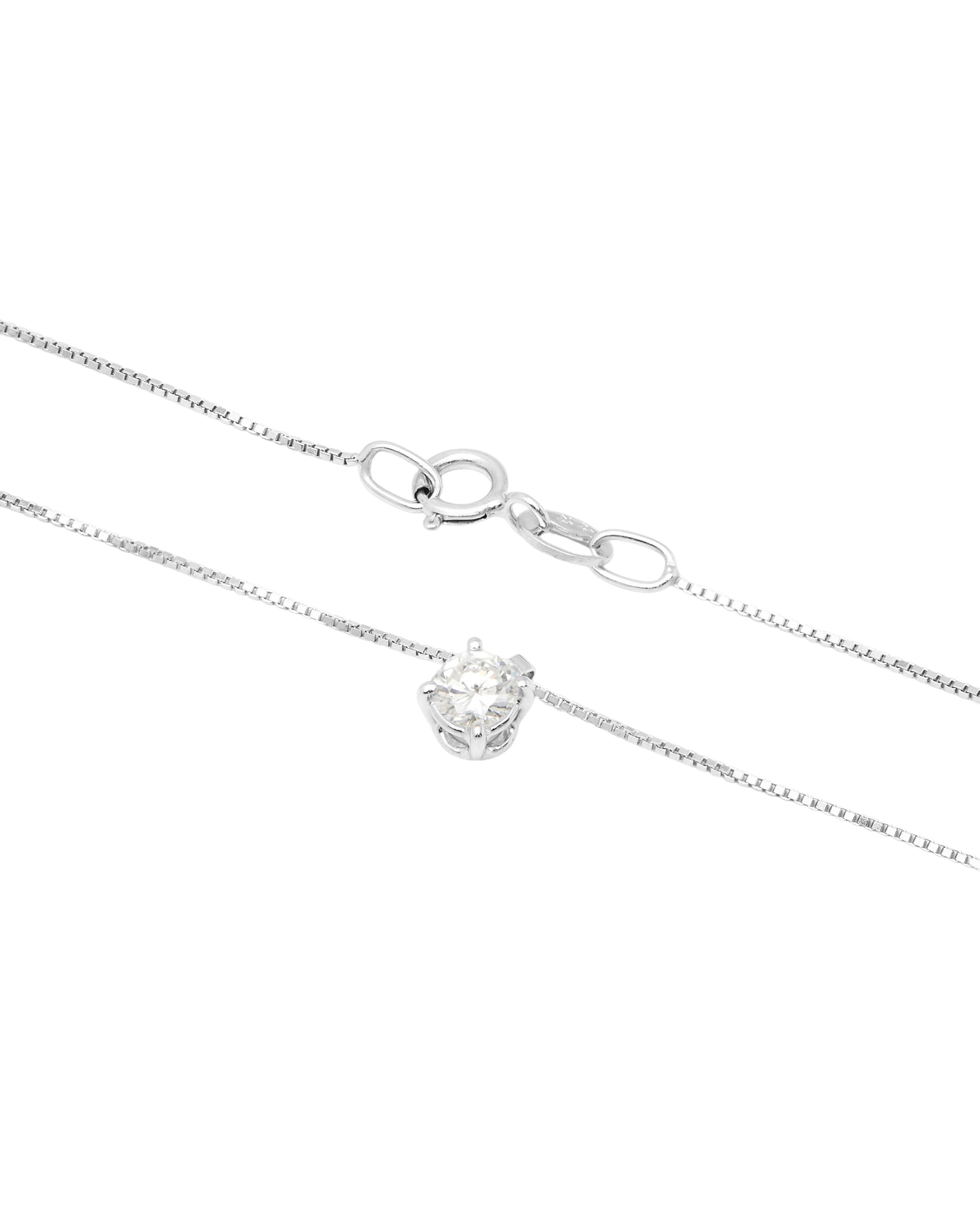 Catenina punto luce a filo in oro bianco con diamante 0,19 ct-2