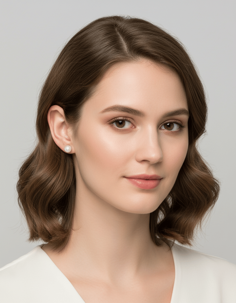 Orecchini a lobo in oro bianco con perle 5mm-3