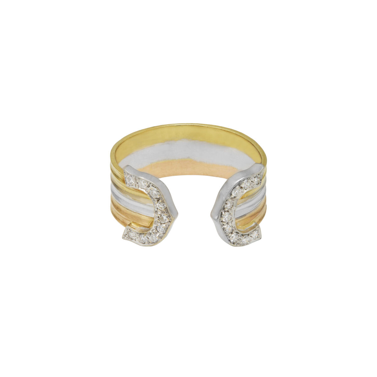 Anello fascia doppia c 3 ori con diamanti-1
