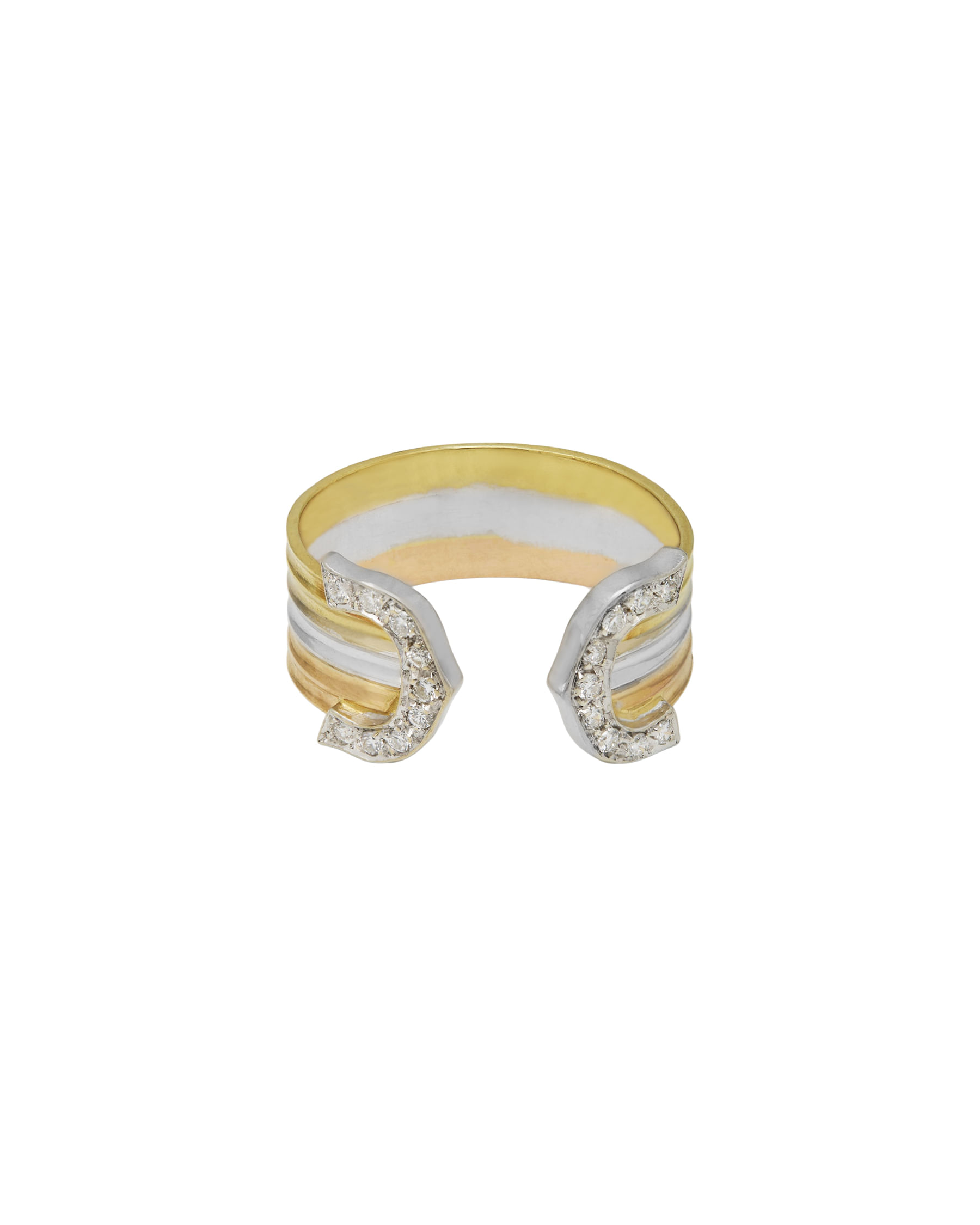 Anello fascia doppia c 3 ori con diamanti-1