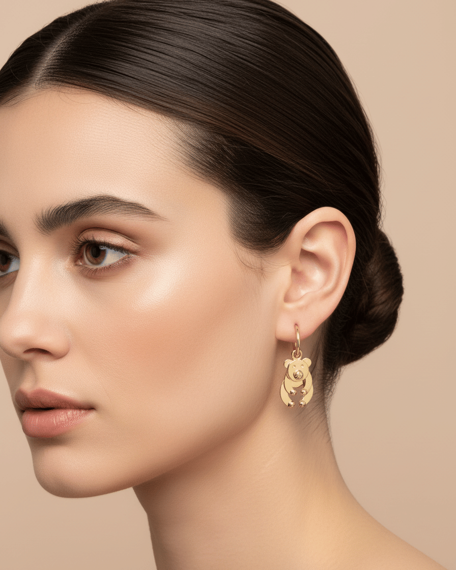 Orecchini pomellato orsetto snodabile in oro 18 kt-6