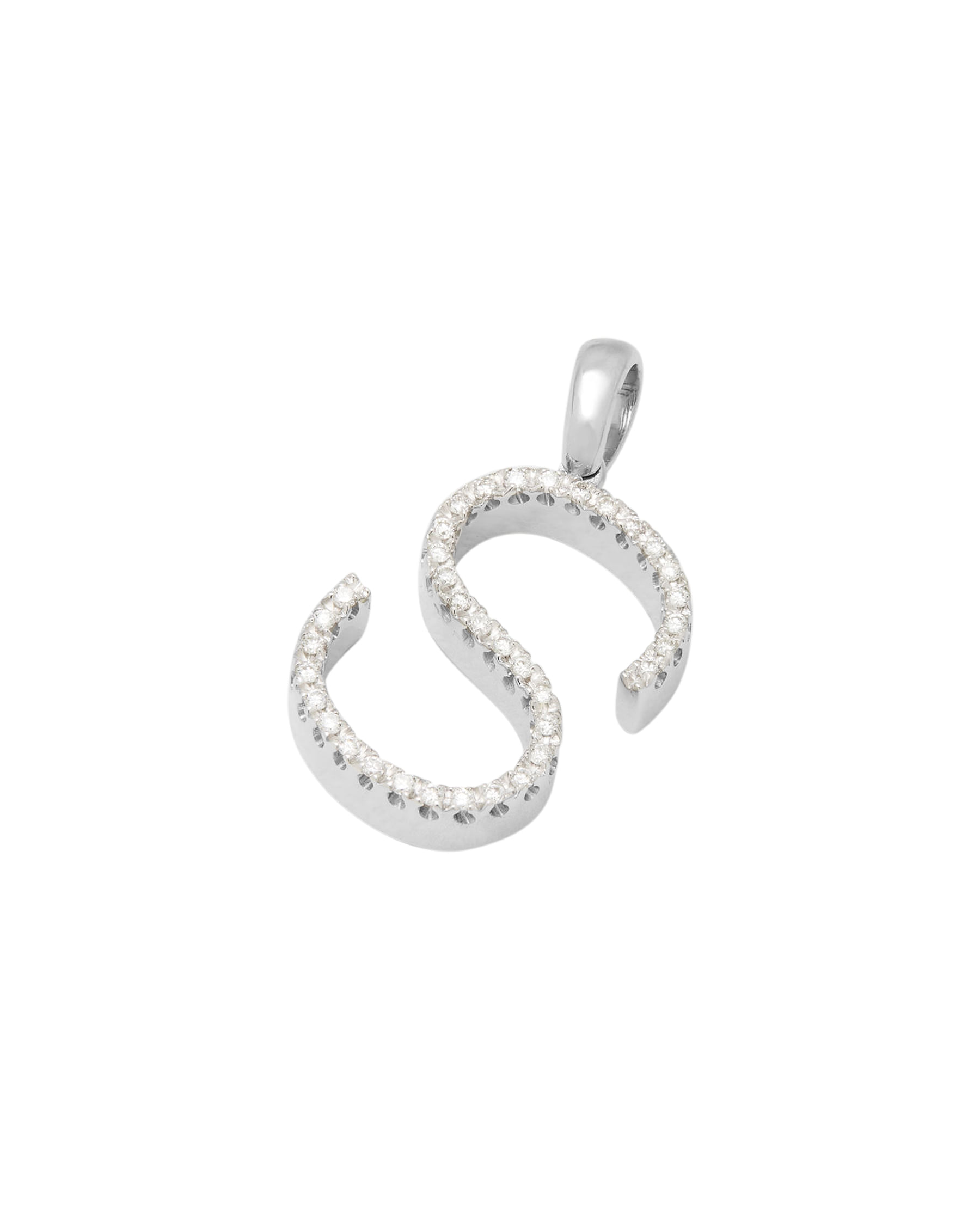 Ciondolo lettera s in oro bianco con diamanti-1