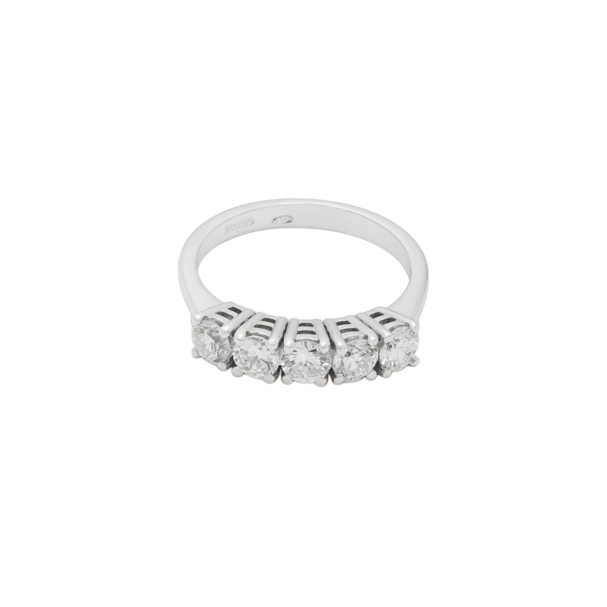 Anello veretta in oro bianco con 5 diamanti 1,10 ct-1