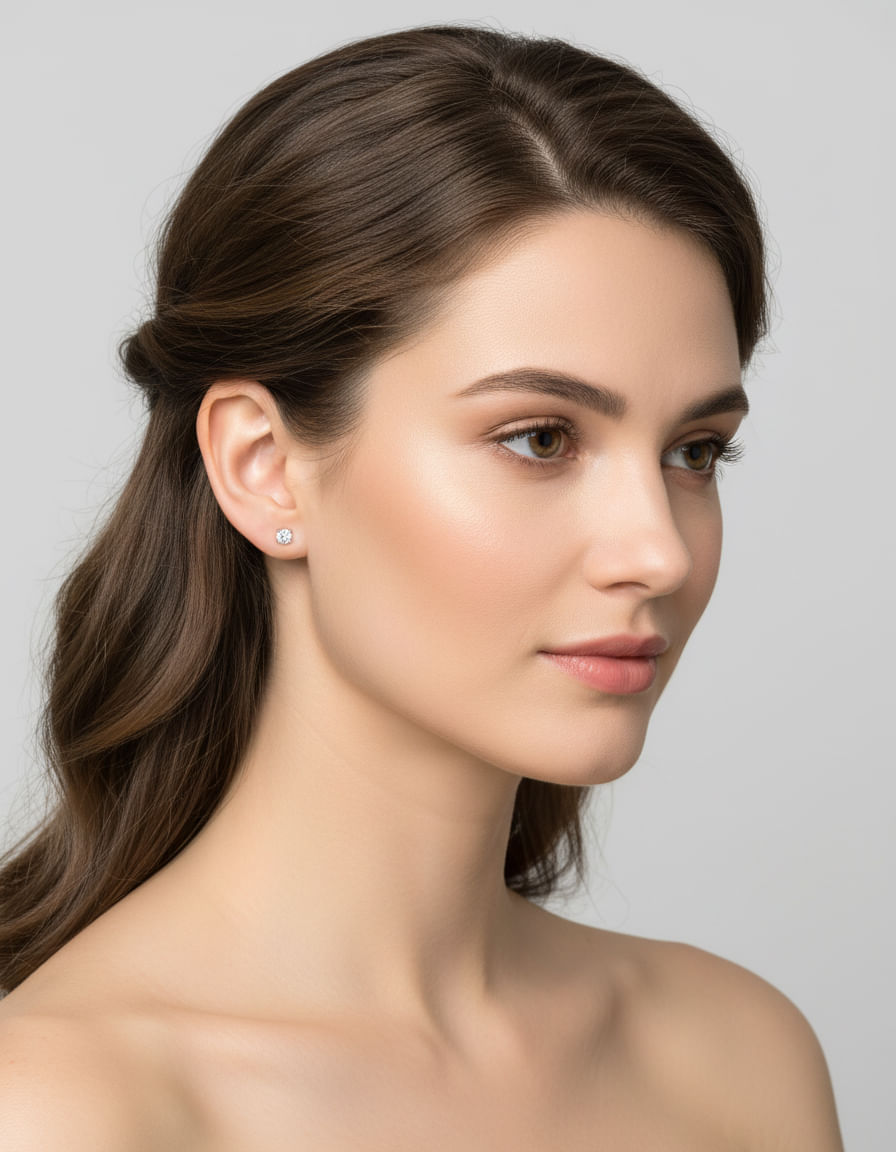 Orecchini punto luce a filo in oro bianco con diamanti 0,46 ct-3