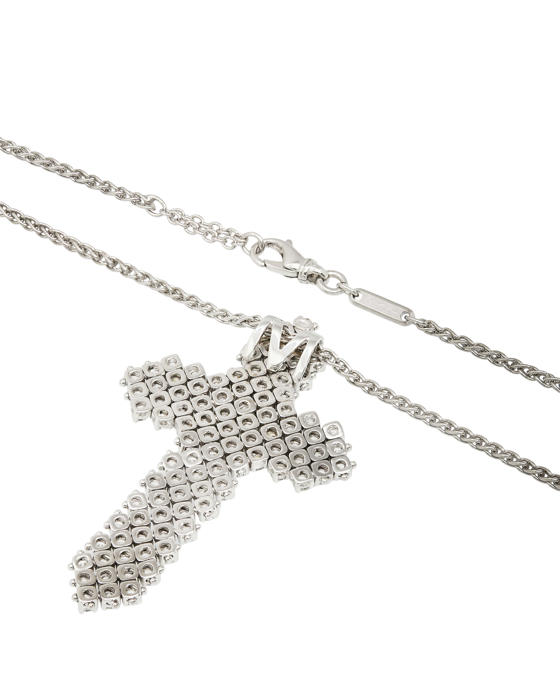 Collana chopard con ciondolo croce in oro bianco e diamanti-2
